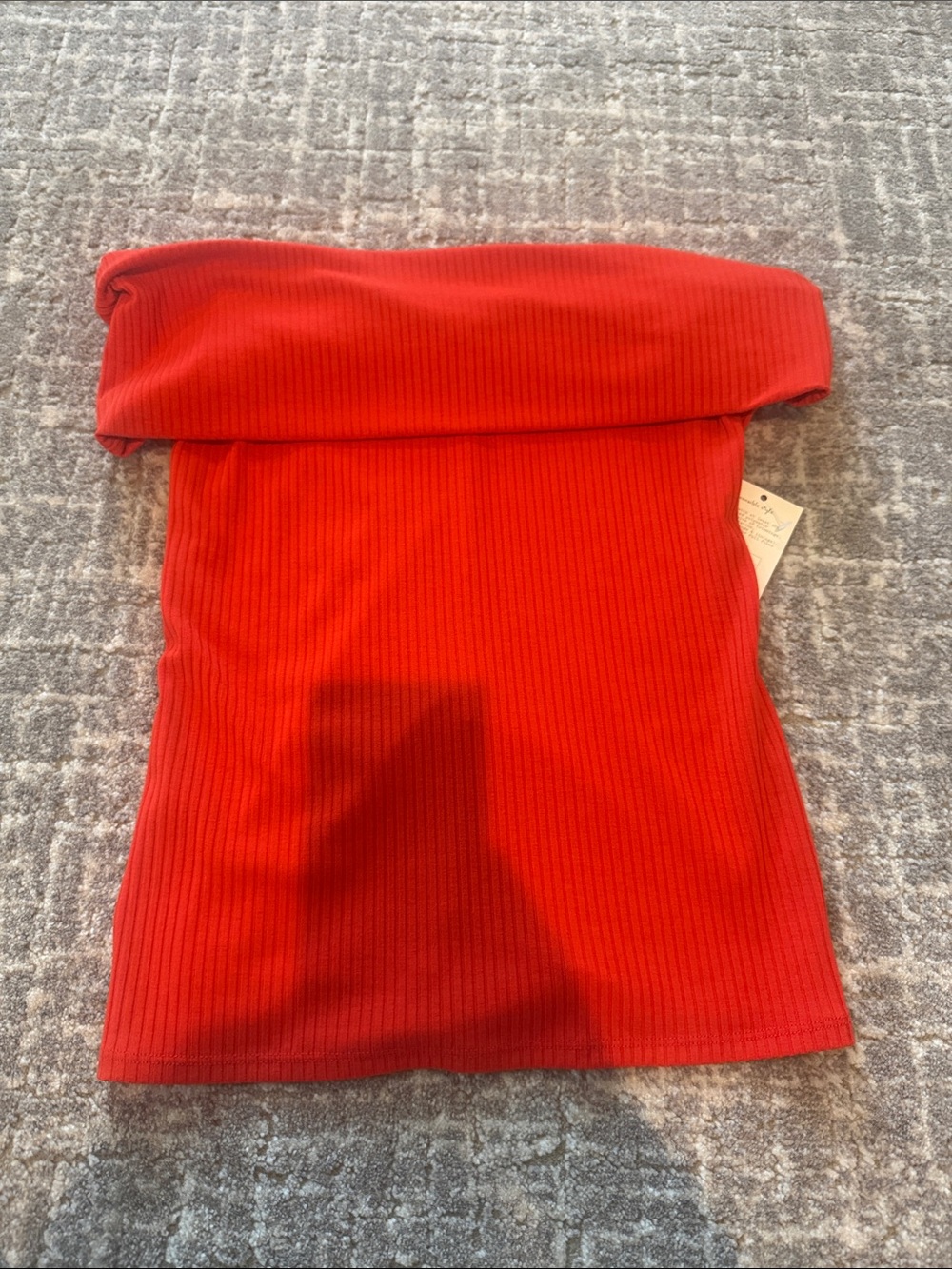 a new day Red Ribbed Strapless Tank Top